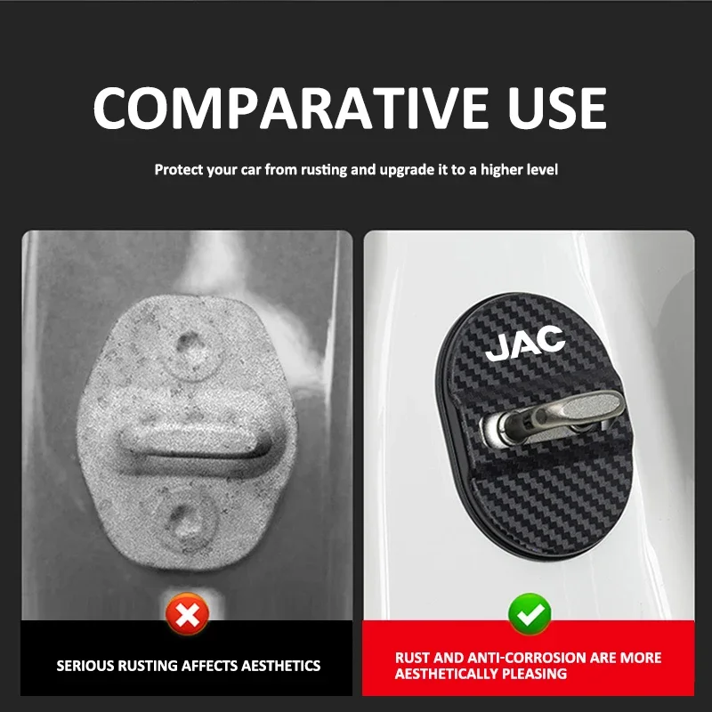 4pcs Anti-Scratch ABS Door Lock Cap, Hard Shell Protector for JAC JS4 JS6 JS8 Refine S3 S4 S5 T6 T8