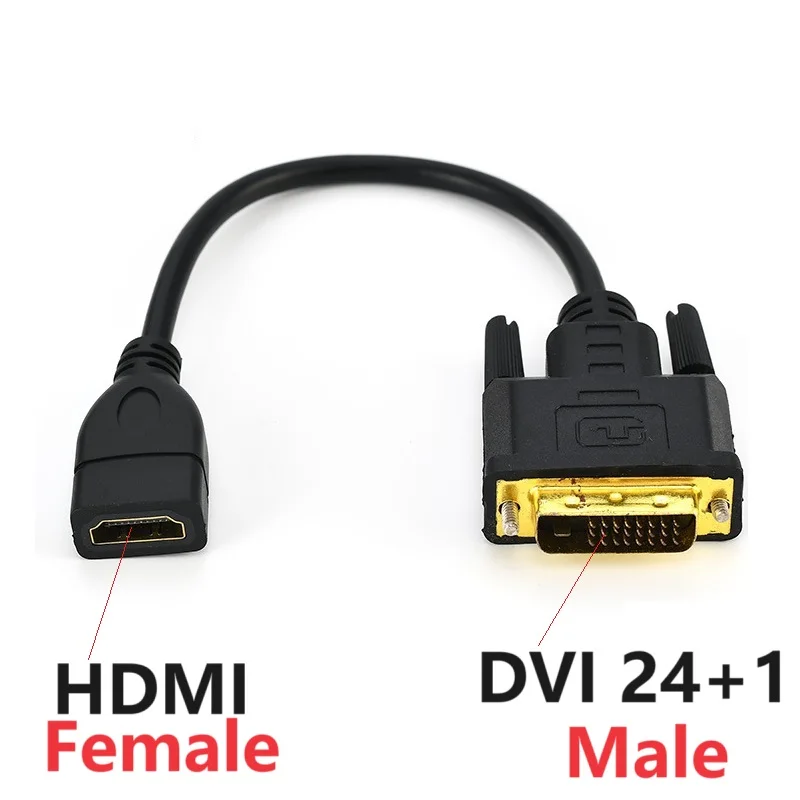 

DVI to HDMI cable video extension cable DVI 24+1 Male To HDMI-compatible-Female HDTV Converter audio cable For HD PC Projector