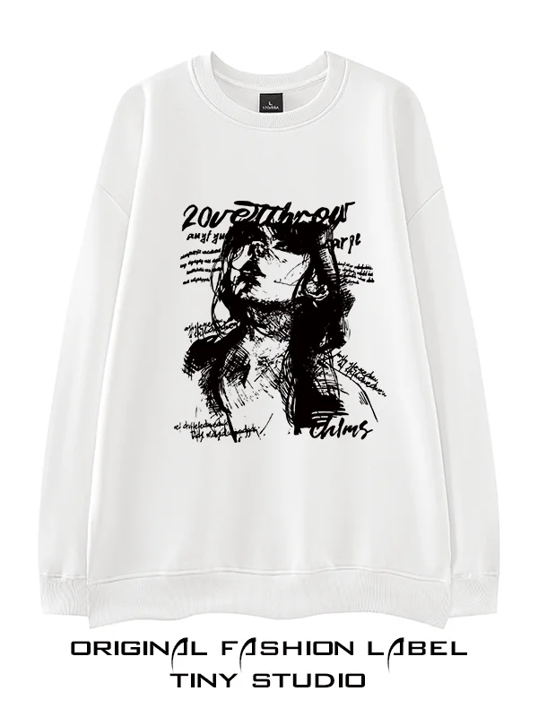 

Уличный свитшот оверсайз с принтом Dn Figure, удлиненный, с круглым вырезом, повседневный, модный, в стиле стритвир