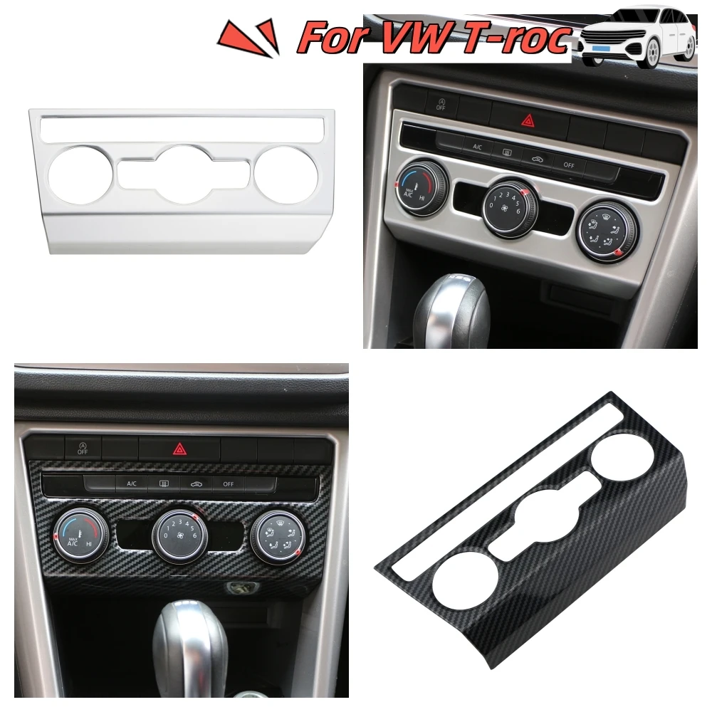 

Car Center Console AC Knob Panel Sticker Cover Trim for Volkswagen VW T-ROC Troc 2018 - 2023 Stainless Steel Accessories