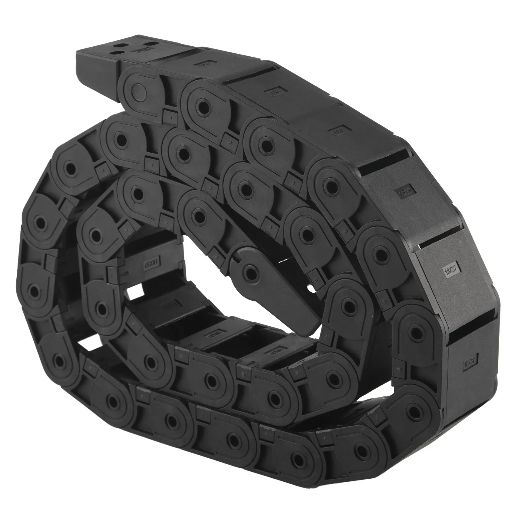 GTS 18mm x 37mm Black Flexible Semi Enclosed Cable Drag Chain 1M 39.4