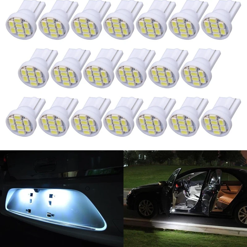 10pcs T10 W5W 194 501 1206 8 SMD LED Car Light 6000K Auto Wedge License Plate Lamp Parking Dome Bulb White 12V 24V Diode