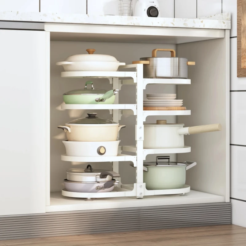 Multi-Layer Kitchen Pot Rack Household Countertop Organizer Sink and Cabinet Storage Solution Compact Layered Shelf