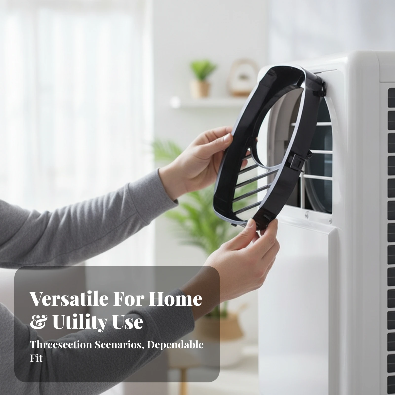 Portable Air Conditioner Exhaust Hose Connector Airtight Exhaust Hose Connector with Grille Snap-on Tool-No-Tool for Home
