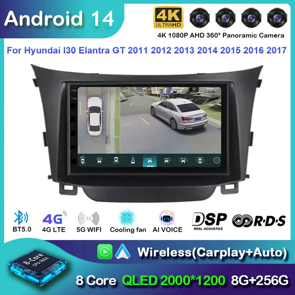 

Android 14 Carplay Car Radio For Hyundai I30 Elantra GT 2011 - 2017 Navigation Multimedia GPS Player Stereo WiFi+4G video BT DSP