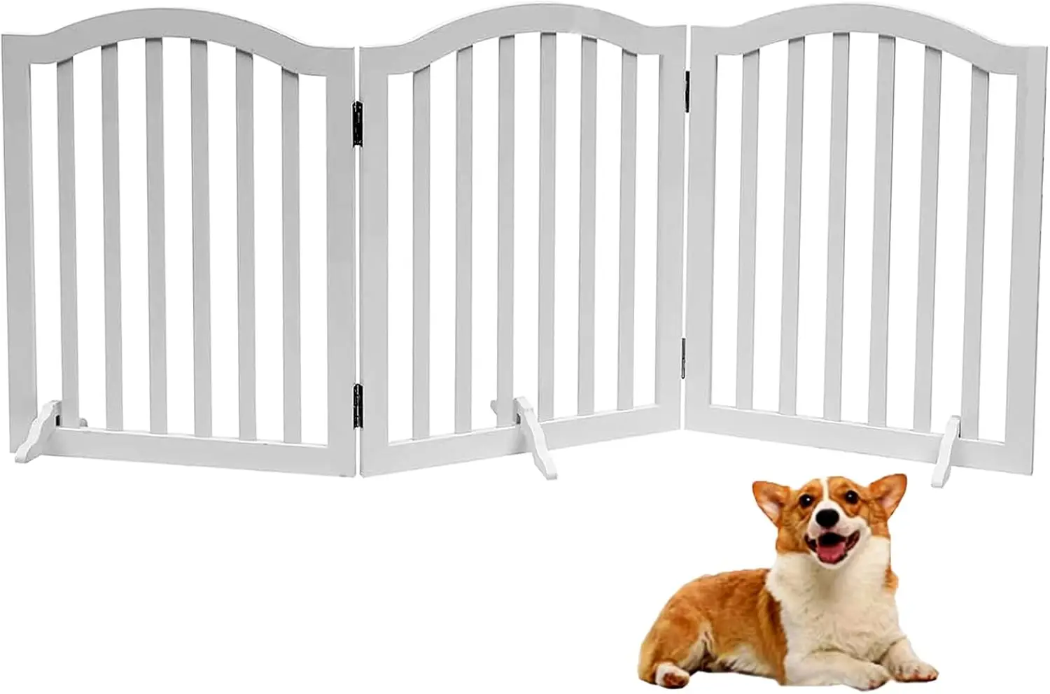 

Foldable Wooden Pet Gate - 3-Panel Freestanding Fence, 23.6 Inches White, Ideal for Doorways and Stairs