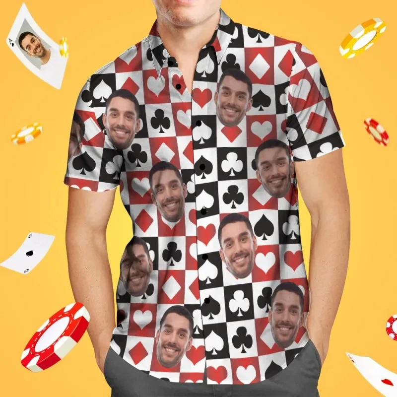 Camisas con estampado 3D de Casino Poker para hombre, ropa de playa de vacaciones hawaianas, Tops personalizados, moda