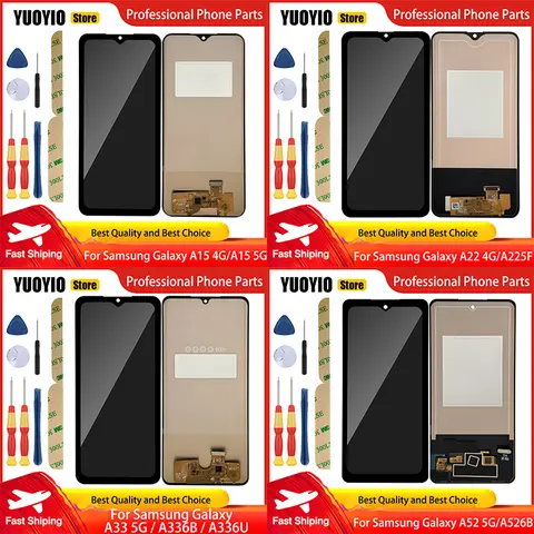 For Samsung Galaxy A15 4G A15 5G A22 4G A225F A33 5G A336B A336U A52 5G A526B A530 A53 5G A536B A72 4G A725 LCD Display Screen