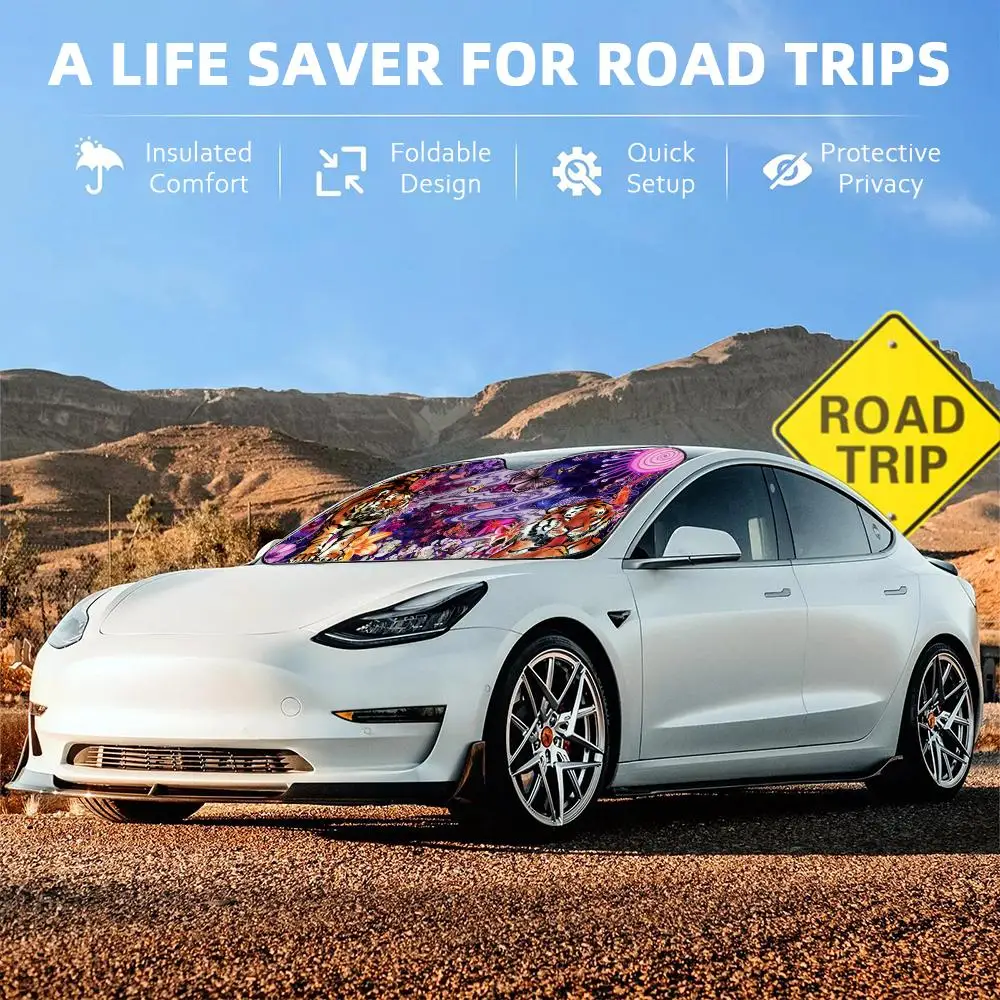 Hyper-Realistic Nature Sun Visor Car Windshield Sun Shade UV Protection Heat Insulation Cover Universal  Sun Protector