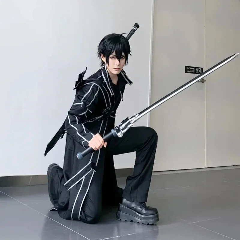 

CyAnime Sword Art SAO Online Kirigaya Kazuto Косплей Костюм Нарусака Казуто Косплей Кирито Экипировка Парик Обувь Для Хэллоуина