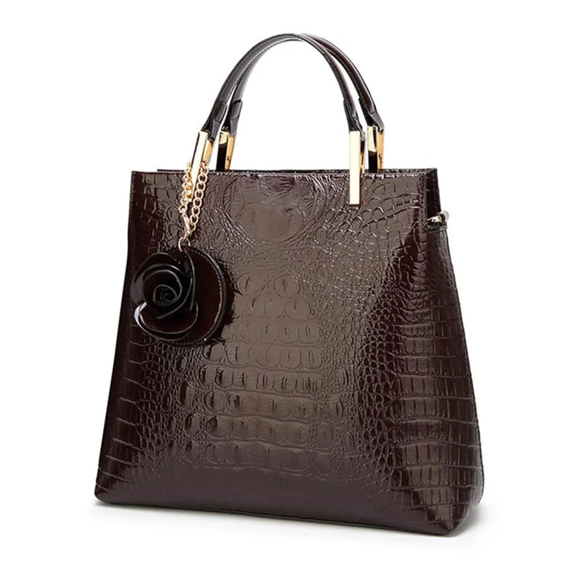 

Leather Women's Patent handbag crocodile pattern shoulder bags for woman 2024 luxury hand women designer bolsa feminina