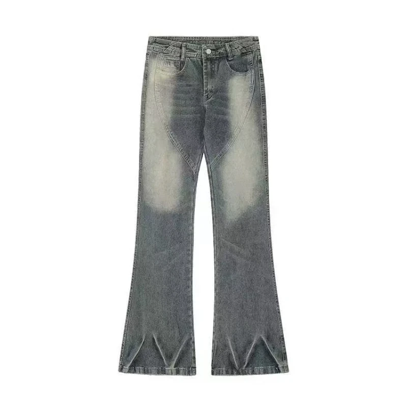 

Повседневные джинсы Bootcut, женские джинсовые брюки, винтажные прямые брюки, осенне-весенние модные женские расклешенные джинсы, широкие брюки