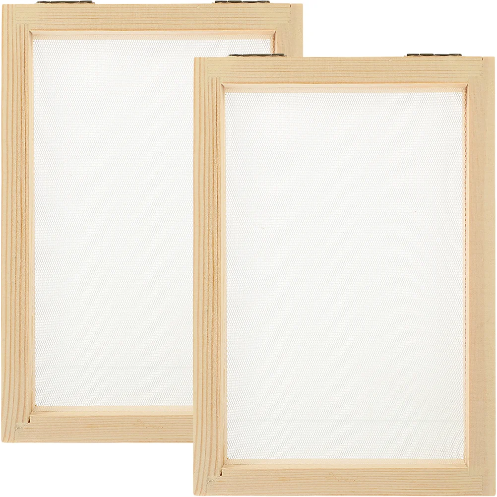 

2 Pcs Paper Frame Papermaking Screen Kids Deckle Printing Frames A4 Handicraft Wooden Easel