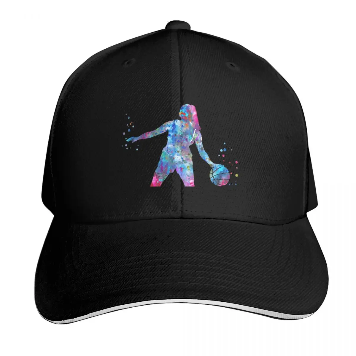 Girl Basketball Player With Ball Baseball Cap Breathable Mesh Back Adjustable Buckle Closure Moisture Wicking Quick Dry