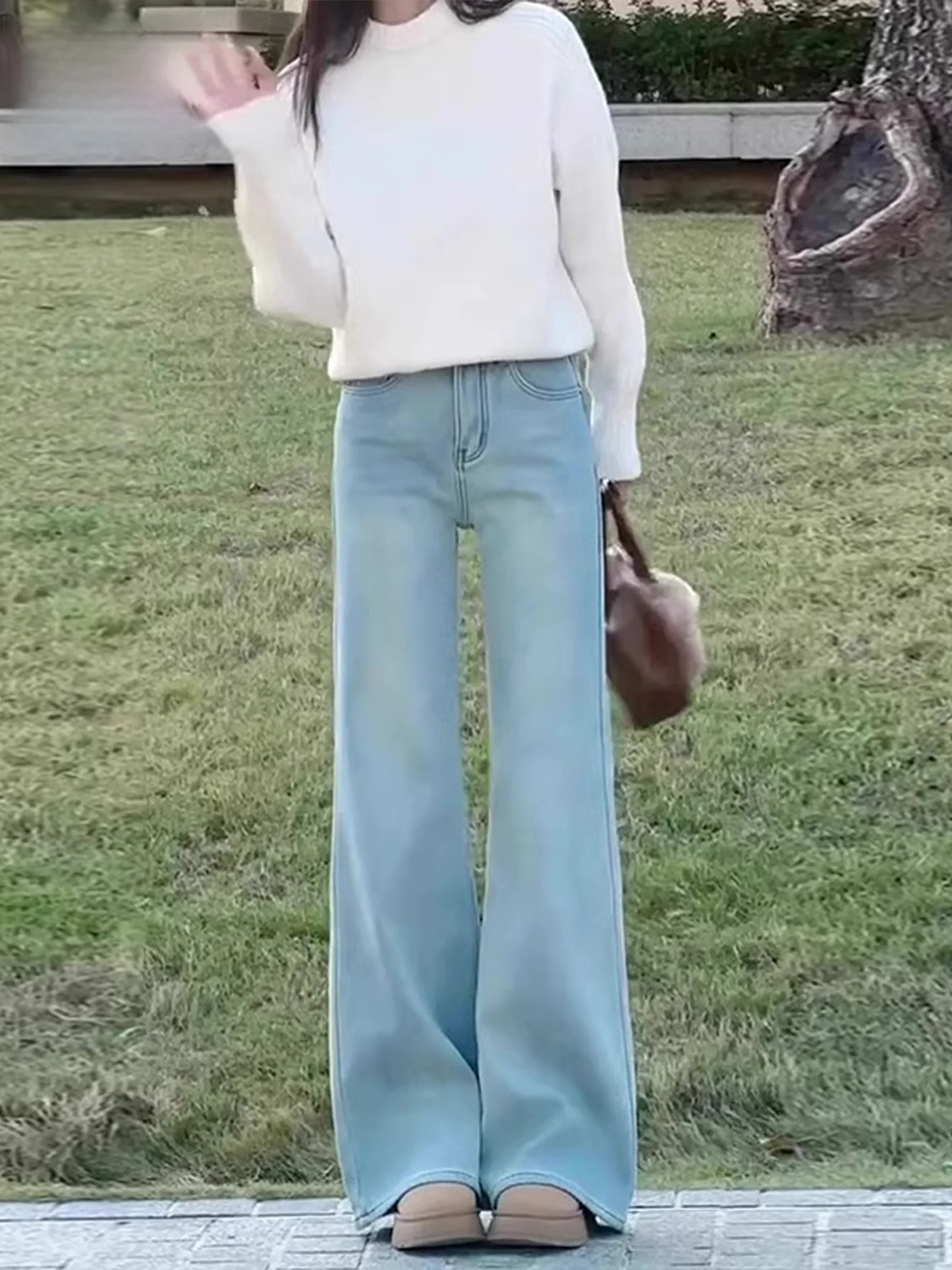 

Light Blue High Waist Wide Leg Jeans Women's Loose Drapey Trousers Summer New Style Casual Comfortable Loose Fit Long Pants