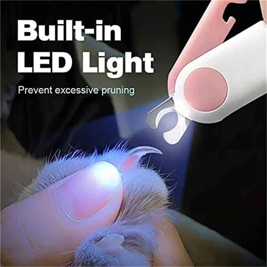 Cortador de Unhas Profissional para Gatos e Cães com Luz LED e Trava de Segurança, Acessório de Cuidado e Higiene para Filhotes e Animais