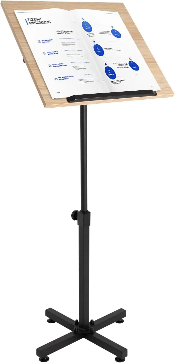 

Lectern Podium Stand, Height Adjustable Laptop Table, Tilting Desktop with Edge Stopper, Adjustable Panels Conference Podium, Pr