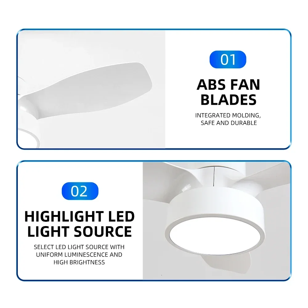 24 Inch Ceiling Fan with Lights, Remote Dimming, 3-speed Wind Speed, Modern Lighting, Simple Bedroom Indoor Lighting Ceiling Fan