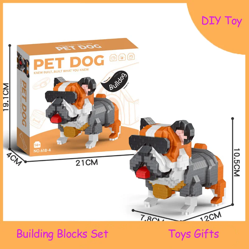 Bulldog Building Blocks Toy Set Creative Assembly Model Cute Puppy pig Constructor Bricks Birthday Gifts