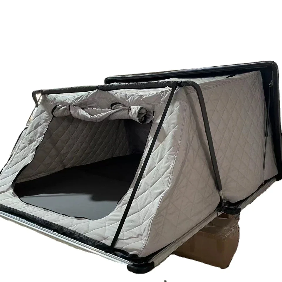 Triangular Aluminum Hard Shell Roof Tent Car Top Roof Tent Thermal Cotton Annex Outdoor Camping Caravaning Tent