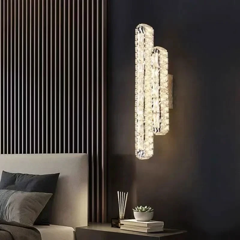 

Gold/Silver Wall Lamp crystals strip interior wall light for living room background bedside corridor decoration wall