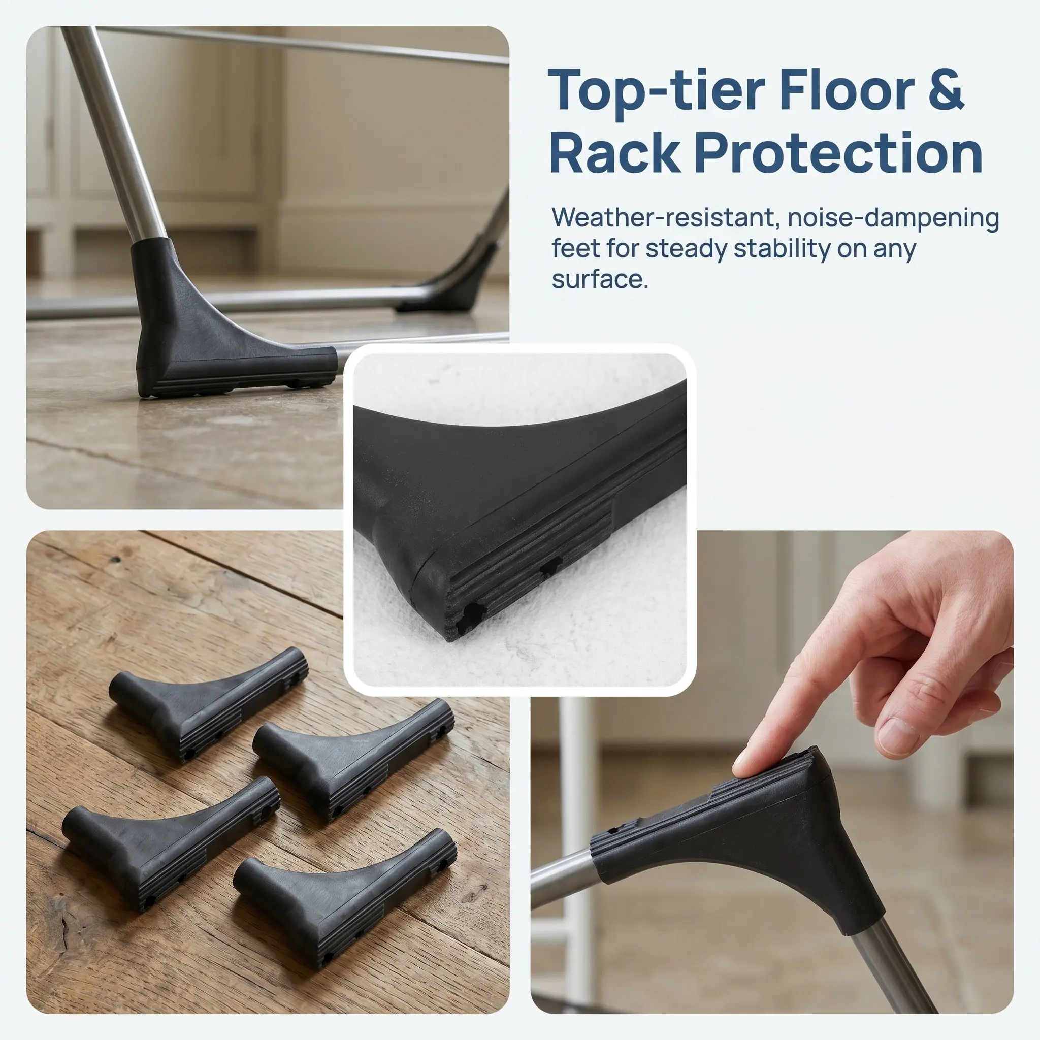 4Pcs Drying Rack Leg Covers Non-Slip Hardwood Floor Protectors Clothes Rack Feet Caps Weatherproof Quiet Elegant Laundry