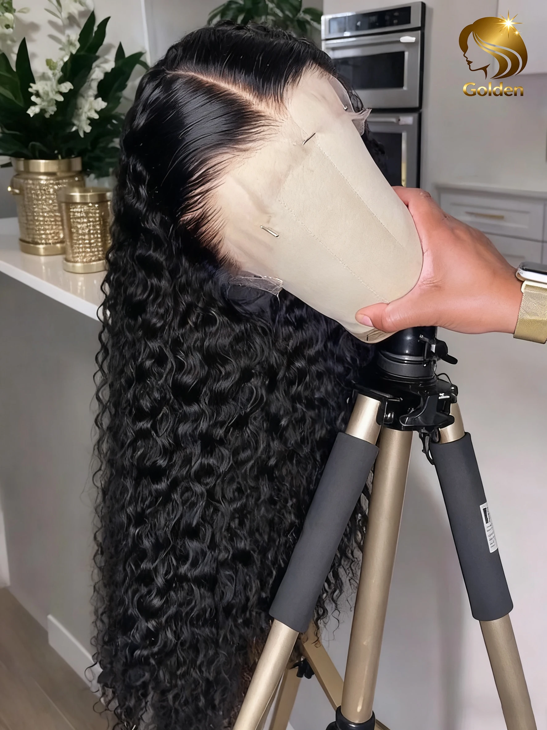 Golden Deep Wave Curly 13x4 13x6 HD Lace Frontal Human Hair Wigs Glueless 5x5