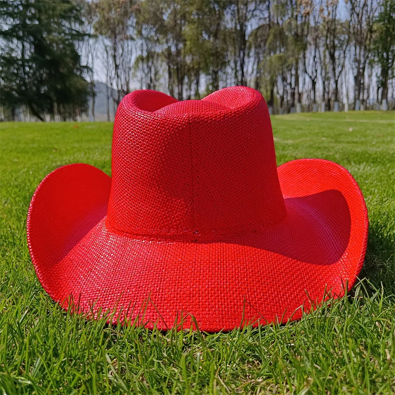 Fashion Cowboy Hat Vintage Straw Hat 2023 New Men\'s and Women\'s Jazz Large Thickened Cowboy Hat Straw Hat Sun Hat Summer Hat