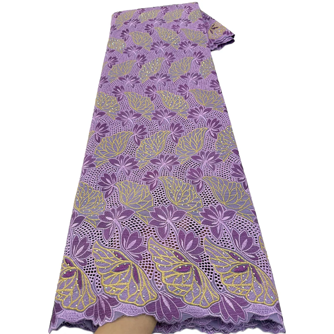 Swiss Voile Lace African Cotton Lace Fabric 2026 High Quality Nigerian Stones Cotton Fabrics For Women Evening Dresses Sewing