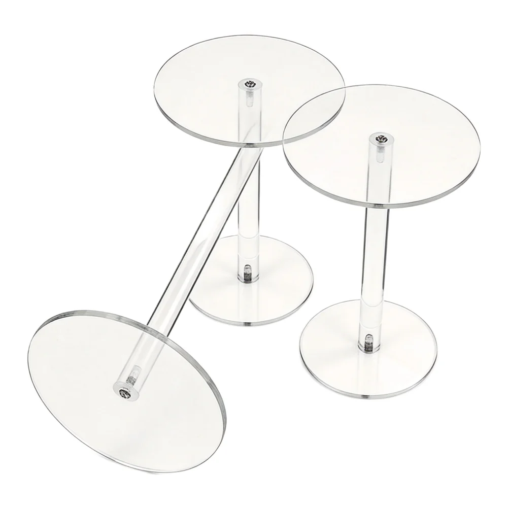 Set of 3 Round Acrylic Display Risers with Tiered Heights for Elegant Presentation of Jewelry Watches and Retail Products