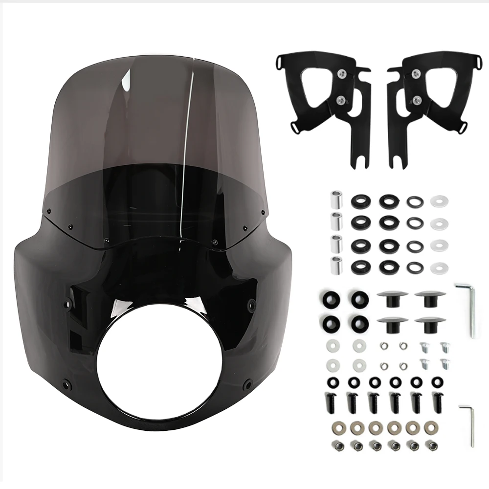 Motorcycle Headlight Fairing&11 13 15 inch PC Windshield Smoke Windscreen for Harley Road King FLHR 1994-2023 FLHRXS 2017-2025