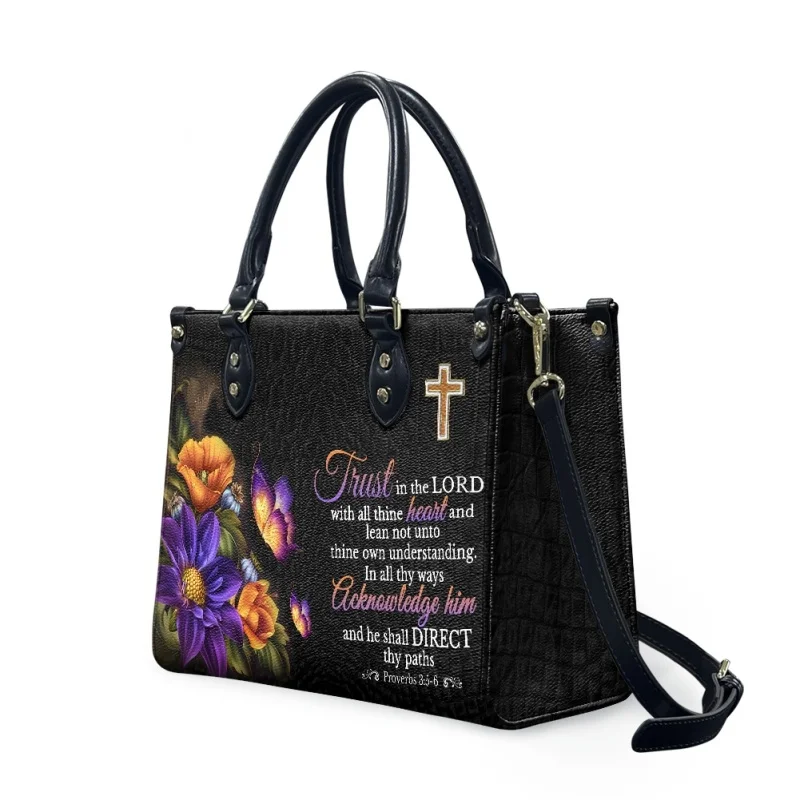 Bolso de mano de diseño para mujer, bolsa de mano femenina con diseño de estrella del Este, Cruz de proverbios y la confianza en el Señor