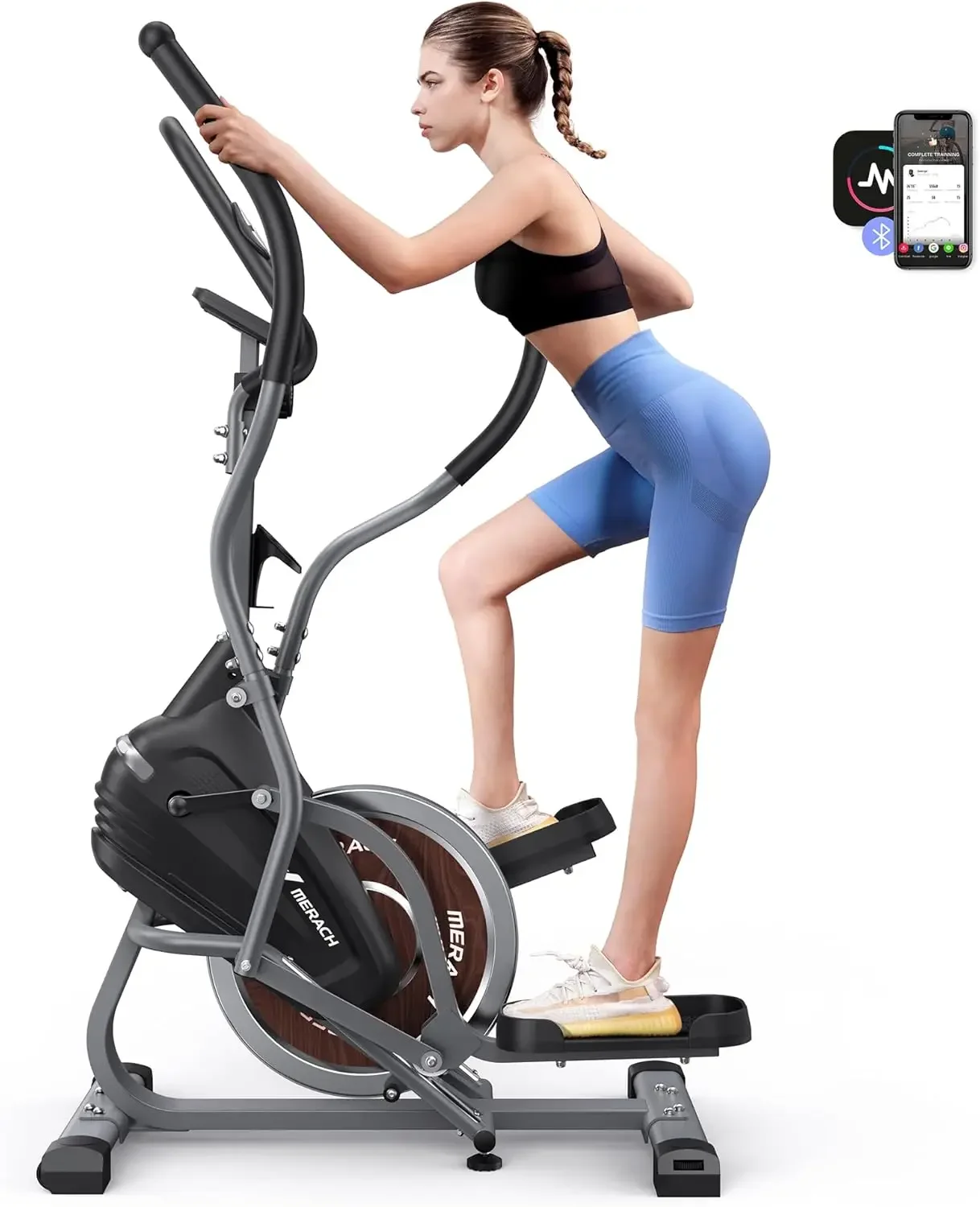 

Elliptical Machines for Home, 3 in 1 Cardio Climber Stepping Elliptical Machine with MERACH APP Compact Elliptical Exerci