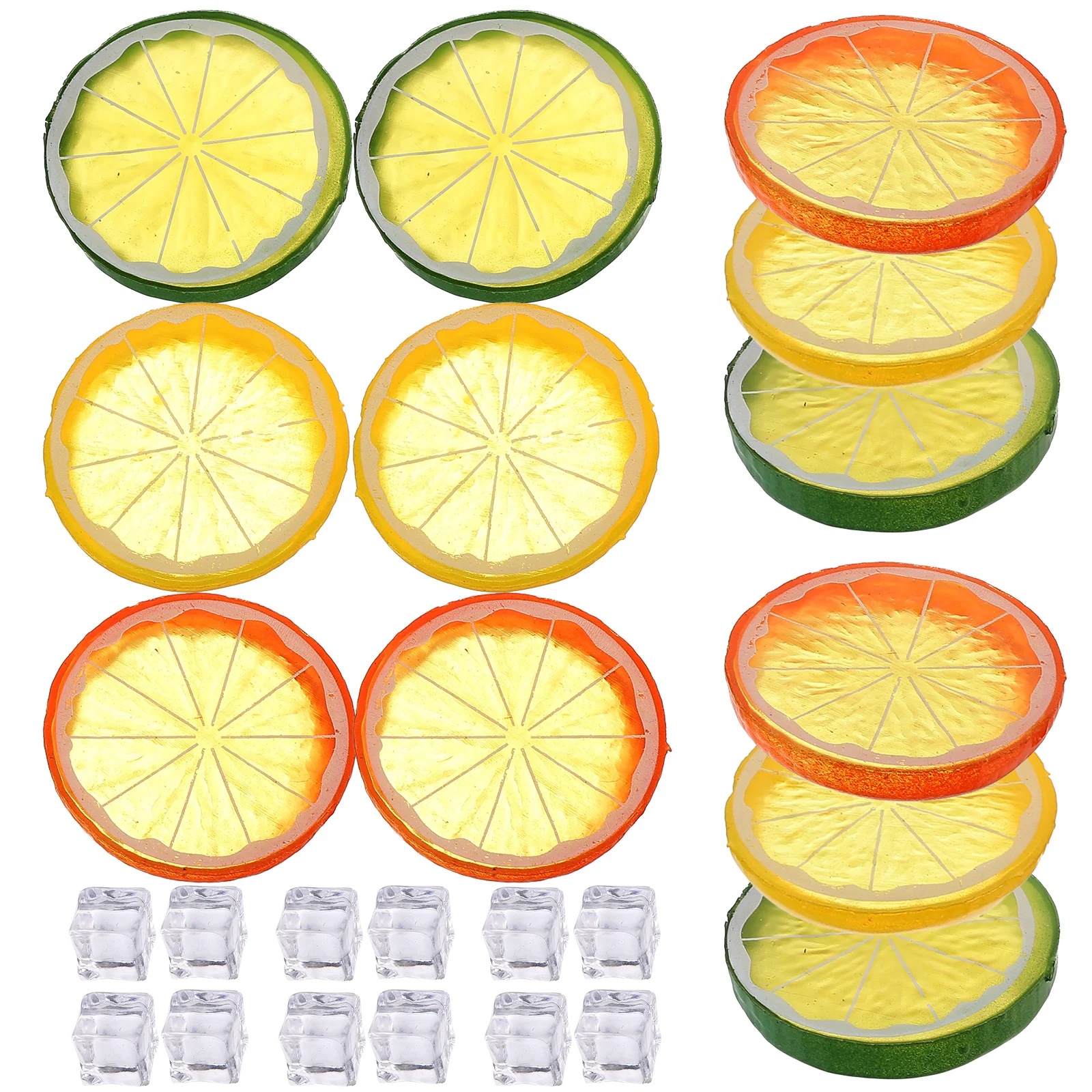 

1 set Plastic Lemon Slices Ice Cubes Artificial Fruits Decor Kitchen Props Small Orange Yellow Green Simulation Fruit Model Home
