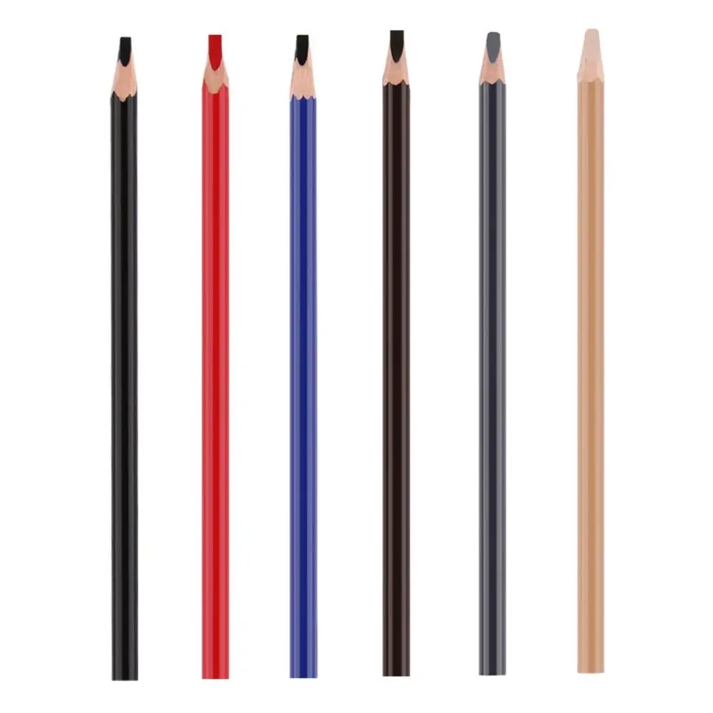 6 Colors Wooden Eyebrow Pencil Black Brown Red Blue Permanent Eyebrow Tattoo Pen Not Smudged Lip Liner Eye Brow Tint