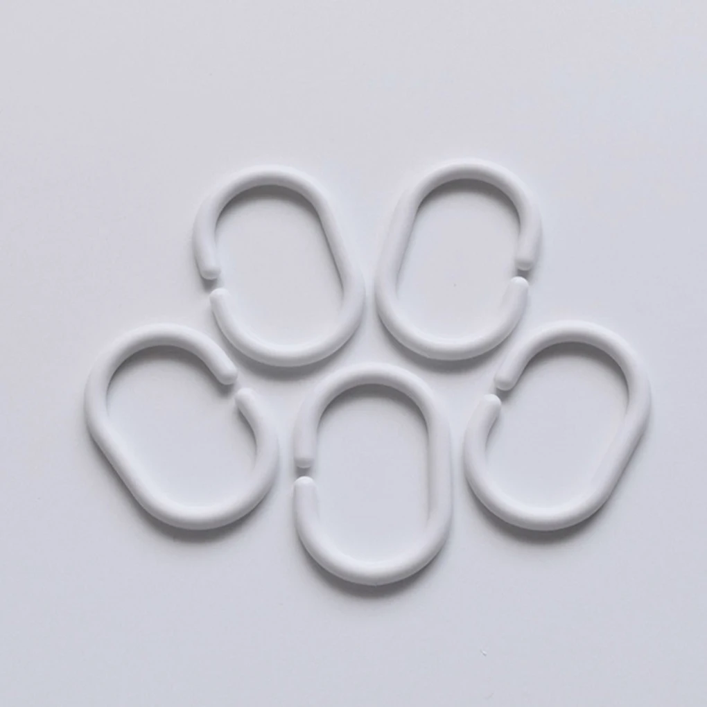 20/24pcs/Set White Plastic C Shape Bath Drape Shower Ring Loop Bendable Bathroom Curtain Hooks