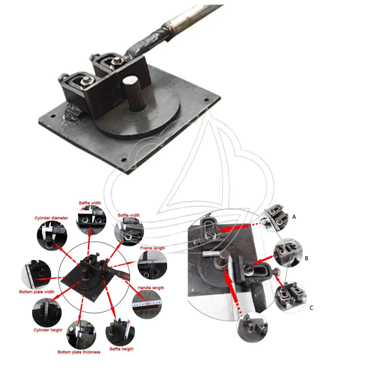 Thickened Manual Rebar Bending Wrench, Portable Arc Rebar Bender for Construction Site Steel Stirrup Processing