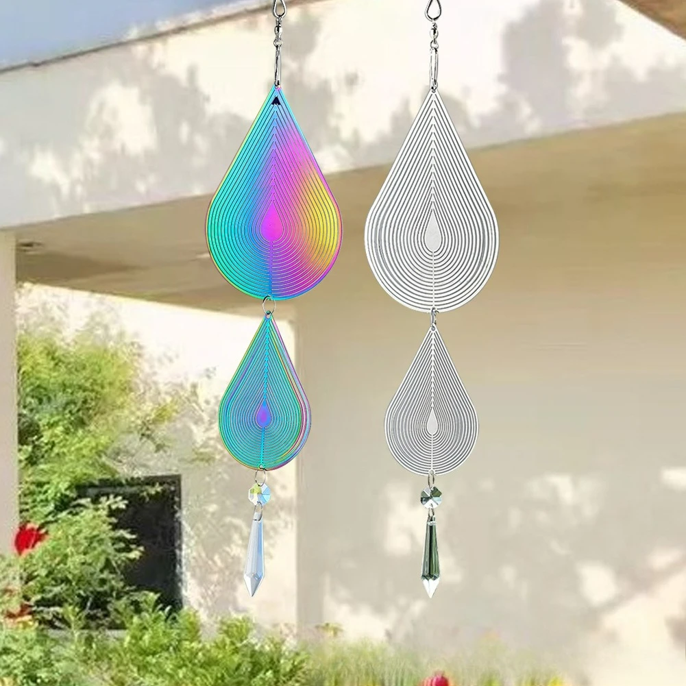 2PCS Metal Bird Scare Discs, Wind Spinner 3D Hanging Wind Sculptures Bird Scare Devices Outdoor Garden Decor Mirrored Wind Chime
