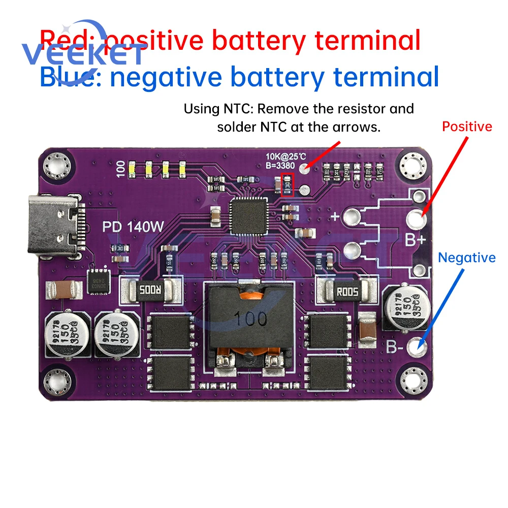 고출력 고속 충전 모듈 PD3.1 140W 3S 4S 5S 6S 리튬 배터리용 타입-C 인터페이스 효율적인 충전 및 방전
