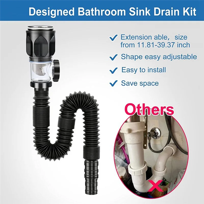 

A05I-Deodorant Downpipe, Drain Pipe, Wash Basin Accessories, Leak Proof, Bathroom Sink Drain Kit