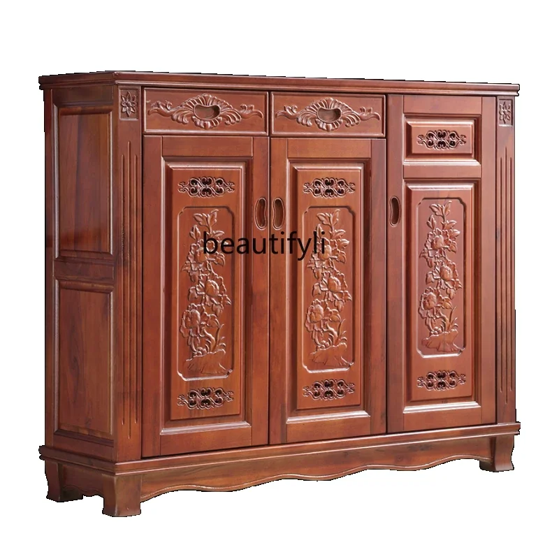 

Modern Chinese Style Camphor Wood Solid Wood Shoe Cabinet Log Carving Storage Cabinet Home Cabinet