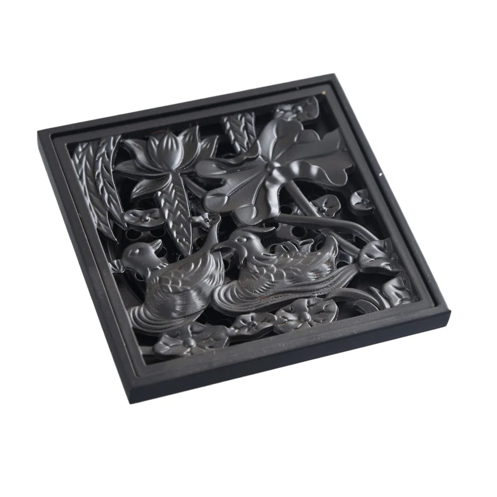 

Вставка для латунной плитки с натертой черным маслом, квадратный слив для пола в ванной комнате, решетка для мусора, слив для душа Lhr163