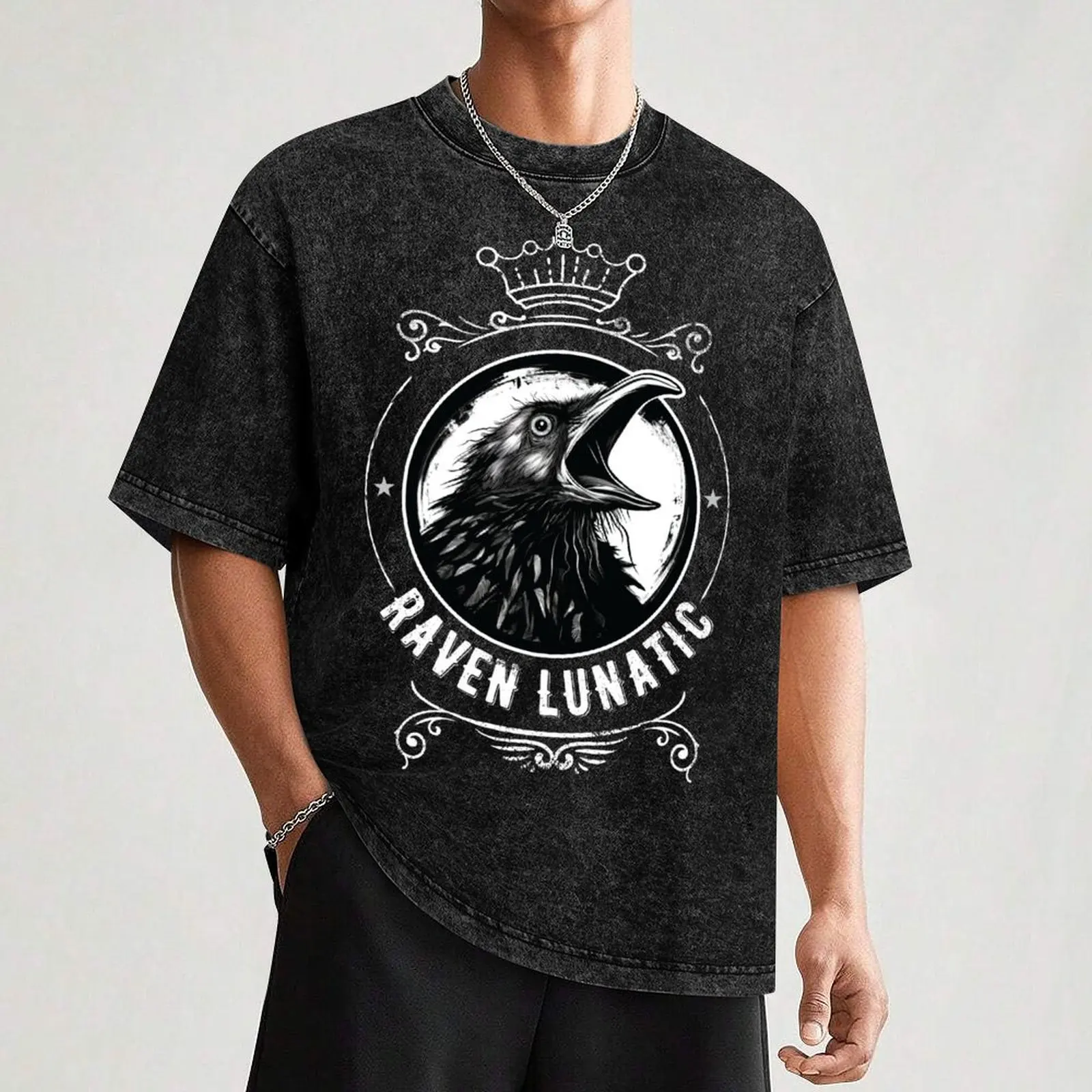 Raven Lunatic- Quoth the Raven Poe T-Shirt Daily Wear Print T-Shirt