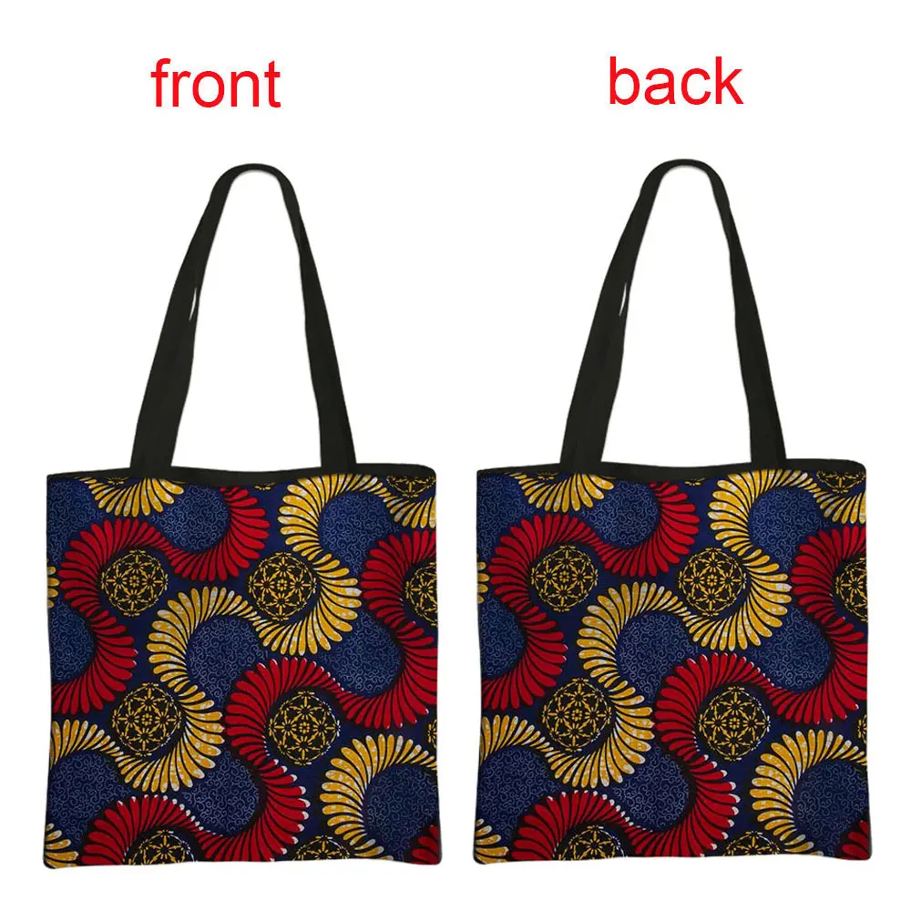 Afro Pattern Print Tote Bag Leisure Handbag Africa Black Woman Canvas Shoulder Bag for Travel Ladies Storage Shopping Bags