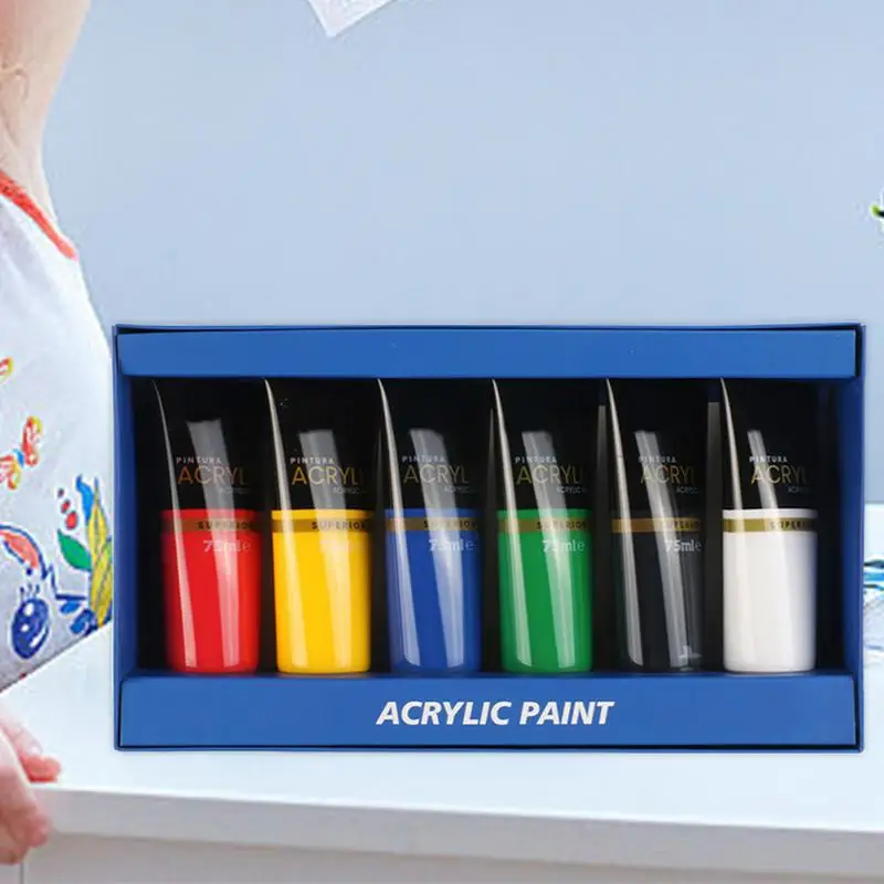 Acrylic Paint For Kids 6 Colors Art Painting Acrylic Set Watercolor Oil Painting Acrylic Paint Kit For Canvas Paper Wood Stone