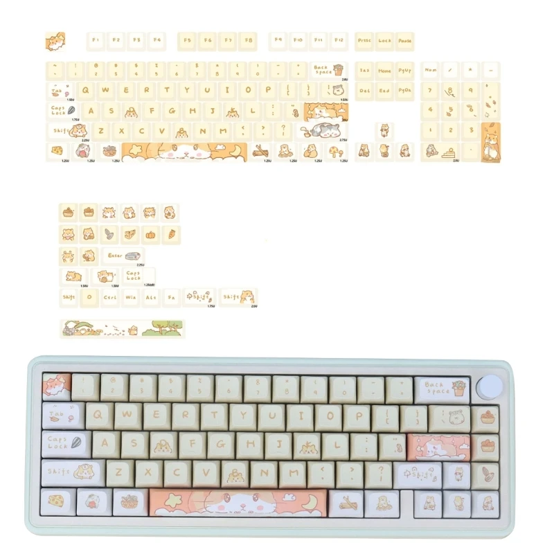 Keycaps XDA  Cartoon Keycaps PBT DyeSublimation Mechanical Keyboard Keycap Anti Grease Coating 131 Keys