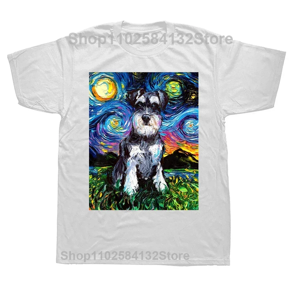 Funny Schnauzer Dog Art T Shirts Summer Style Graphic Cotton Streetwear Short Sleeve Birthday Gifts T-shirt Mens Clothing