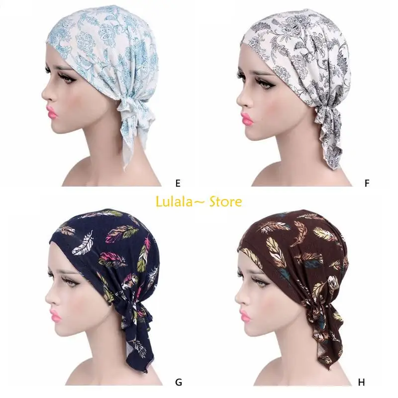 

Y4QA женский тюрбан с цветочными оборками, винтажная шапка-бини, платок, эластичная повязка на голову, со складками, головной от