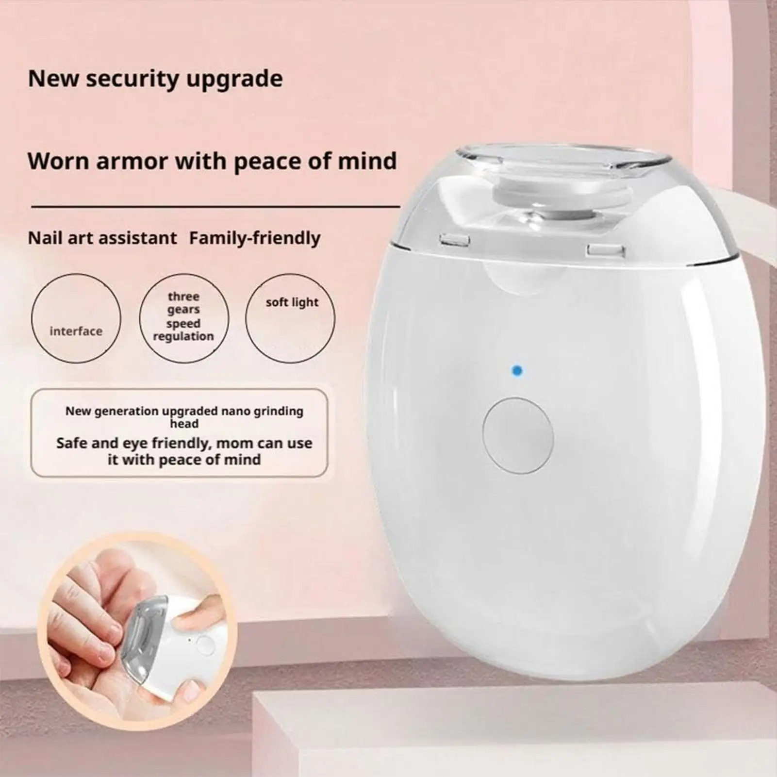 Electric Nail Clipper Grinding and Polishing with Light Automatic Nail Trimmer Rechargeable Nail Cutter Manicure for Baby Adult