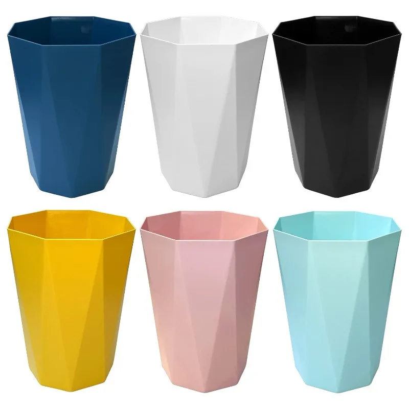 

6pcs Trash Can Wastebasket Plastic 2.6 Gallon Garbage Can Container Rubbish Trash Bin Paper Basket Office Organizer for Bedroom